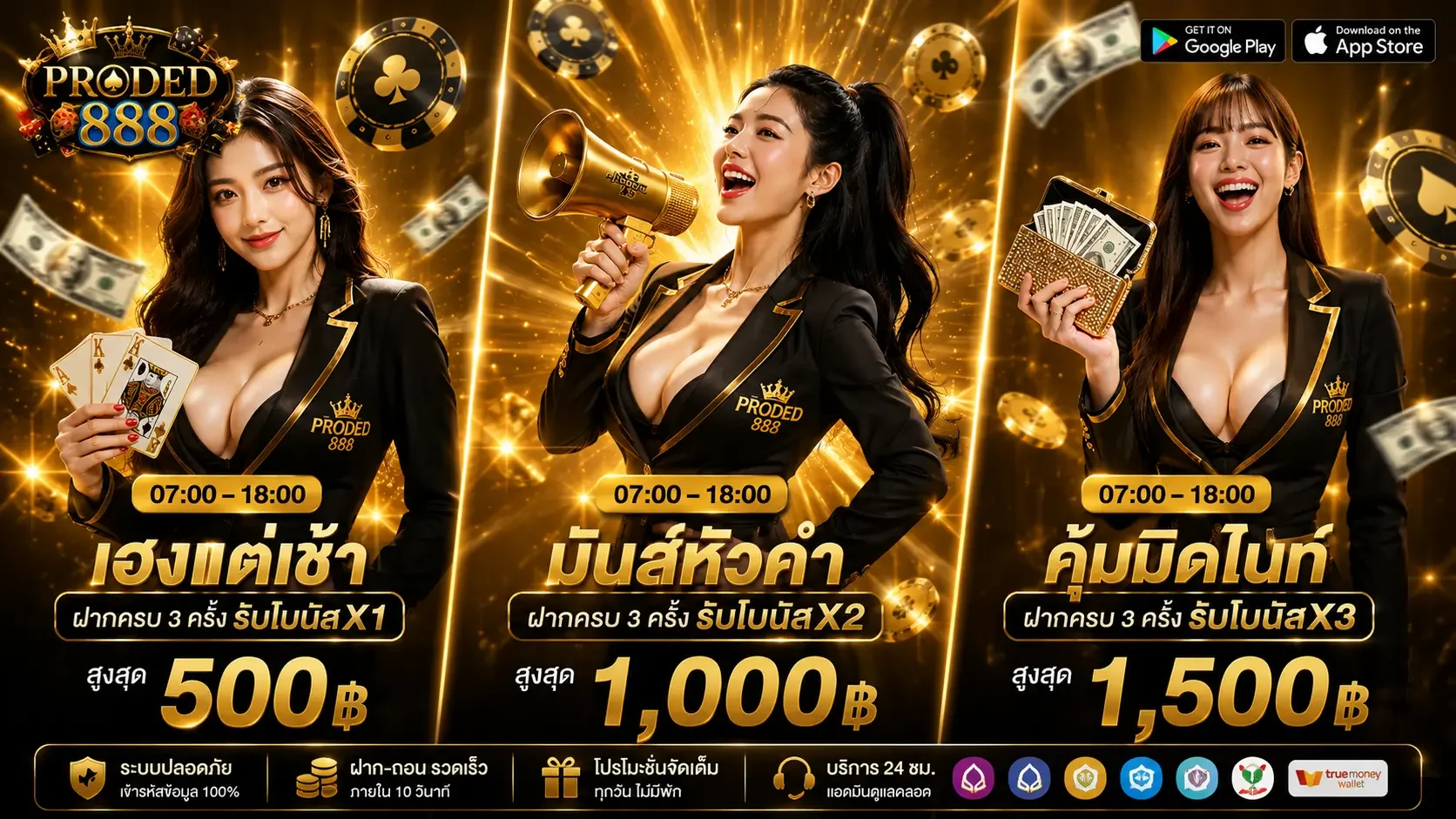 แบนเนอร์เกมออนไลน์ PRODED888 พร้อมตัวละครเกม